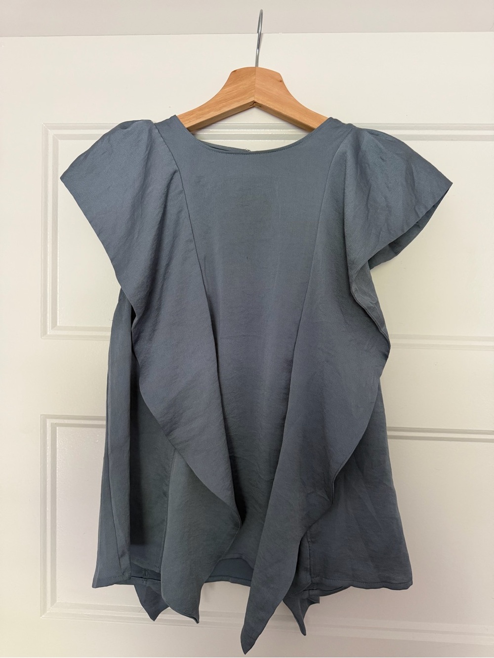 Express Slate Grey Flutter Sleeve Blouse